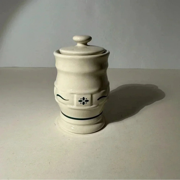 Longaberger Thyme Spice Jar Ivory Green USA Woven Traditions With Lid 4” - Picture 2 of 6